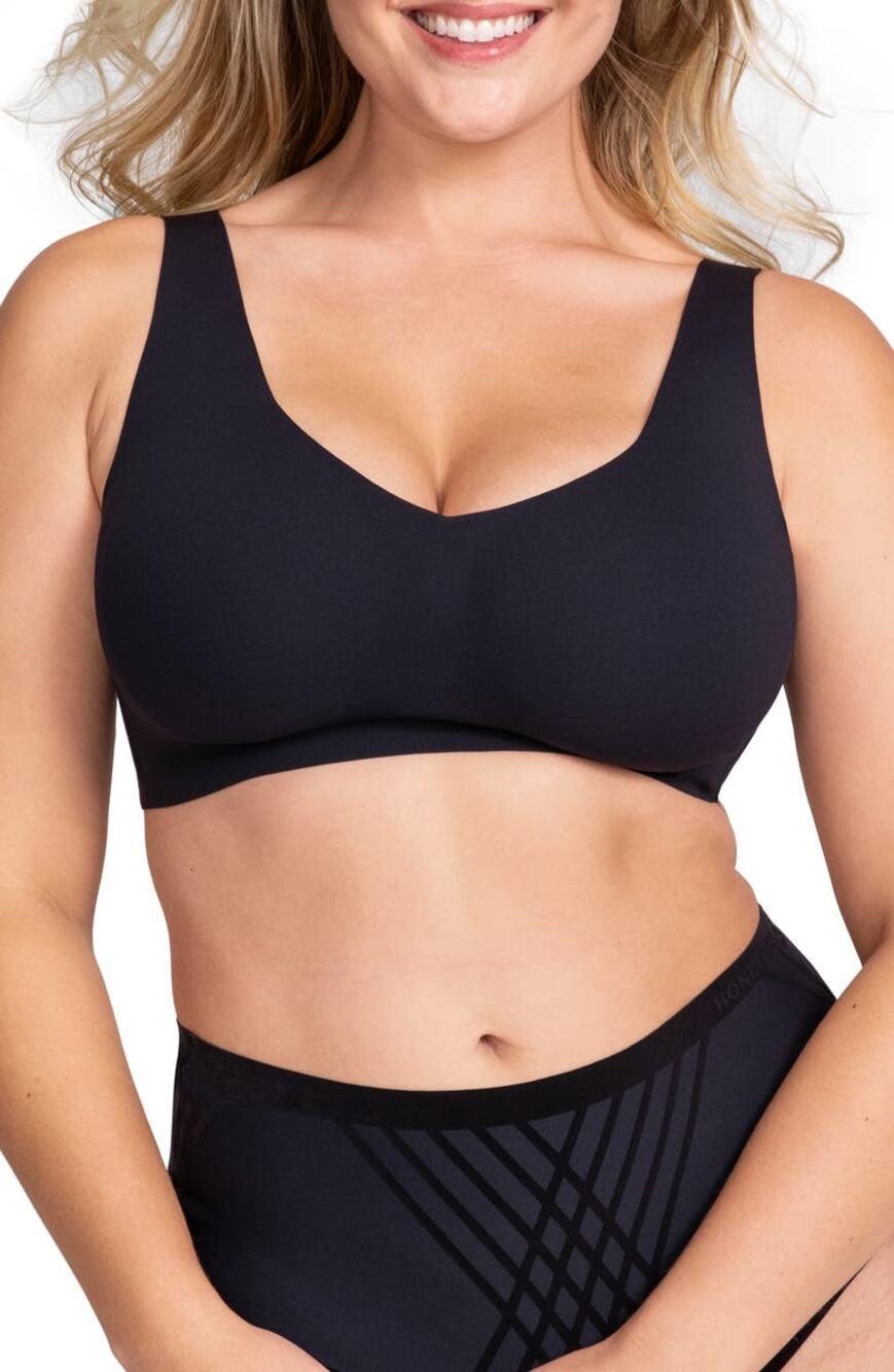 Honeylove V Neck Bra Black 1X